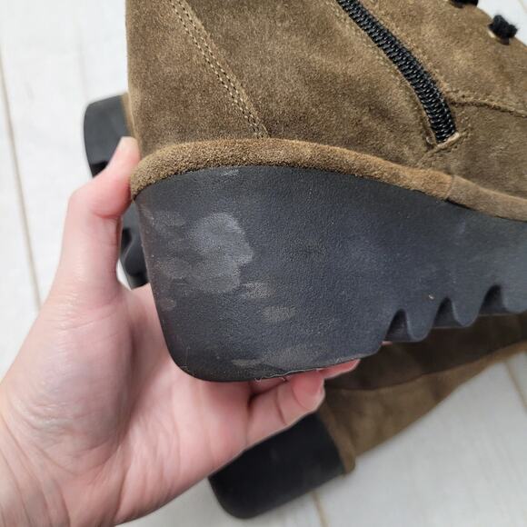 Fly London Biaz329fly suede wedge combat boots green moto platform - Picture 9 of 9